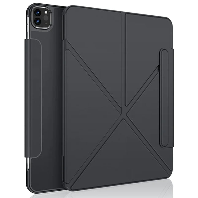 XUNDD XDD-0014 For iPad Pro 12.9 (2022) / (2021) / (2020) / (2018) Case PU Leather Multi-Angle Stand Smart Tablet Cover with Pen Holder - Black