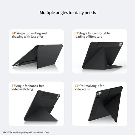 XUNDD XDD-0014 For iPad Pro 12.9 (2022) / (2021) / (2020) / (2018) Case PU Leather Multi-Angle Stand Smart Tablet Cover with Pen Holder