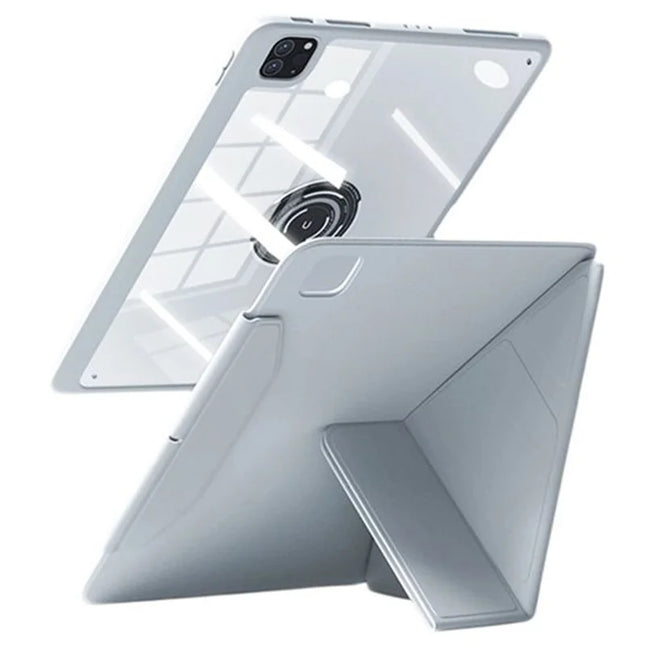 For iPad Pro 11 (2024) Case Leather+PC+TPU Detachable Magnetic Tablet Case - Grey