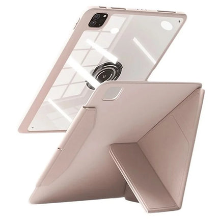 For iPad Pro 11 (2024) Case Leather+PC+TPU Detachable Magnetic Tablet Case - Pink
