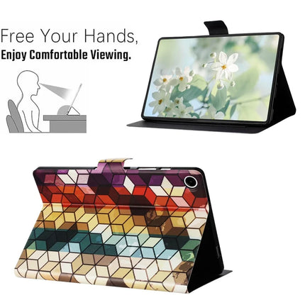 For Lenovo Tab M10 Plus (3rd Gen) TB-128F Case Pattern Printed Stand Litchi Texture Leather Tablet Cover with Card Slots