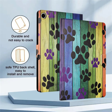 For Lenovo Tab M10 Plus (3rd Gen) TB-128F Case Pattern Printed Stand Litchi Texture Leather Tablet Cover with Card Slots