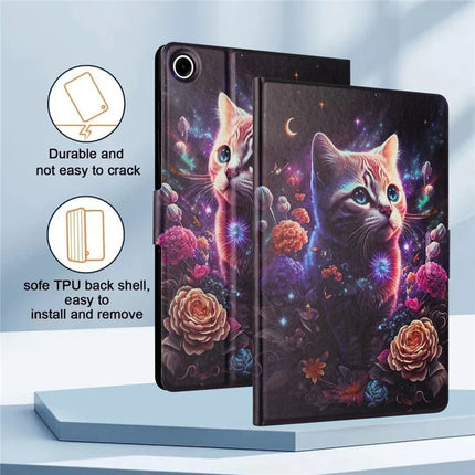 For Lenovo Tab M10 Plus (3rd Gen) TB-128F Case Pattern Printed Stand Litchi Texture Leather Tablet Cover with Card Slots