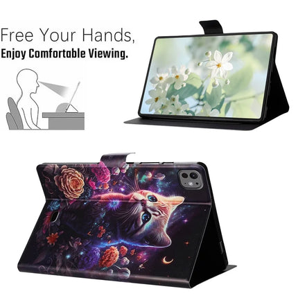 For iPad Pro 11 (2024) Case Pattern Printed Stand Litchi Texture Leather Tablet Cover with Card Slots