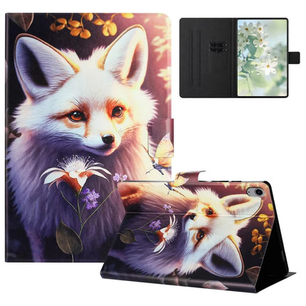 For iPad 10.9 (2022) Case Pattern Printed Stand Litchi Texture Leather Tablet Cover with Card Slots - Fox