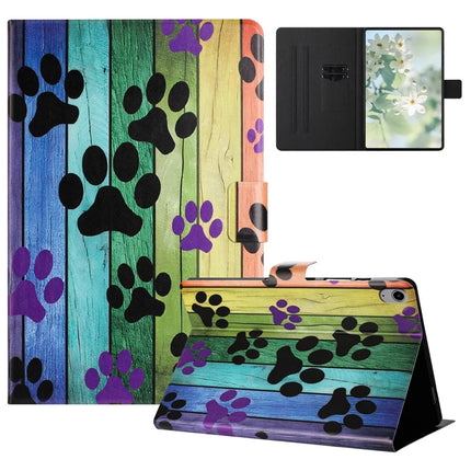 For iPad 10.9 (2022) Case Pattern Printed Stand Litchi Texture Leather Tablet Cover with Card Slots - Cat Claw