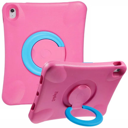 PEPKOO For iPad Air 13 (2024) Shockproof Tablet Case 360-Degree Rotatable PC Kickstand EVA Protective Cover - Rose / Blue