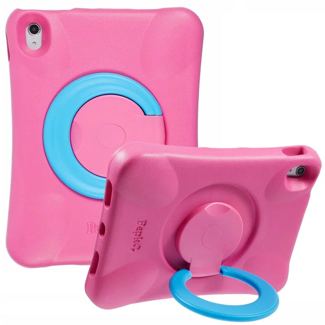 PEPKOO For iPad Air 11 (2024) Shockproof Tablet Case 360-Degree Rotatable PC Kickstand EVA Protective Cover - Rose / Blue