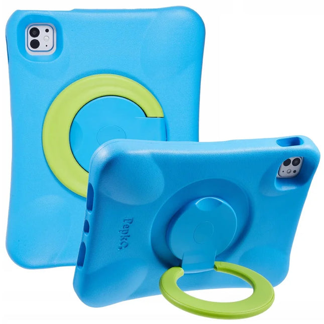 PEPKOO For iPad Pro 11 (2024) Shockproof Tablet Case 360-Degree Rotatable PC Kickstand EVA Protective Cover - Blue / Green