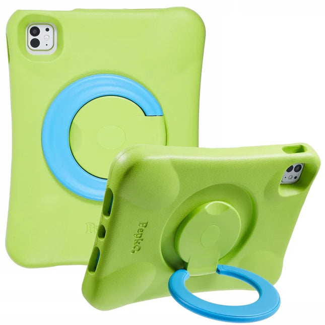 PEPKOO For iPad Pro 11 (2024) Shockproof Tablet Case 360-Degree Rotatable PC Kickstand EVA Protective Cover - Green / Blue