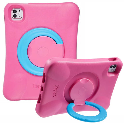 PEPKOO For iPad Pro 11 (2024) Shockproof Tablet Case 360-Degree Rotatable PC Kickstand EVA Protective Cover - Rose / Blue