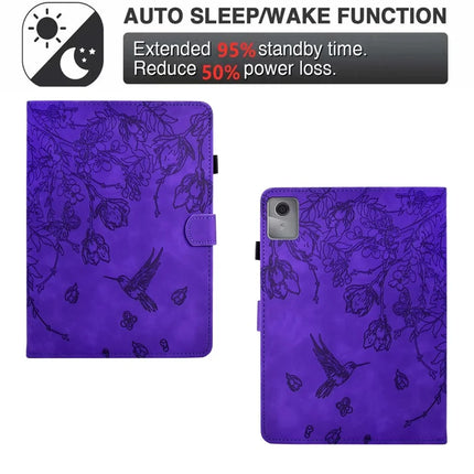 For Lenovo Tab M11 / Xiaoxin Pad 11 2024 Case Flower Bird Imprinted Card Holder Leather Tablet Cover