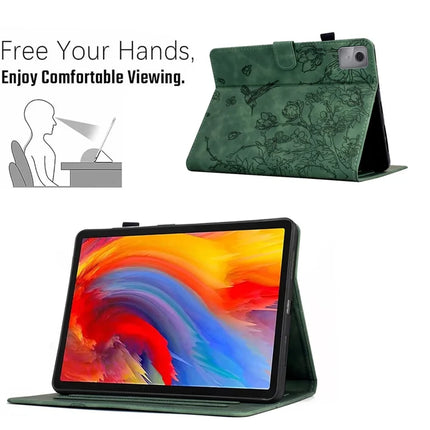 For Lenovo Tab M11 / Xiaoxin Pad 11 2024 Case Flower Bird Imprinted Card Holder Leather Tablet Cover