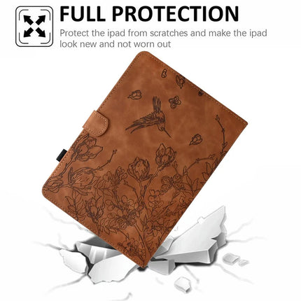 For Lenovo Tab M10 Plus (3rd Gen) Case Flower Bird Imprinted Card Holder Leather Tablet Cover