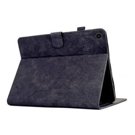 For Lenovo Tab M10 Plus (3rd Gen) Case Flower Bird Imprinted Card Holder Leather Tablet Cover