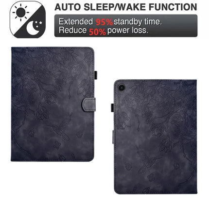 For Lenovo Tab M10 Plus (3rd Gen) Case Flower Bird Imprinted Card Holder Leather Tablet Cover
