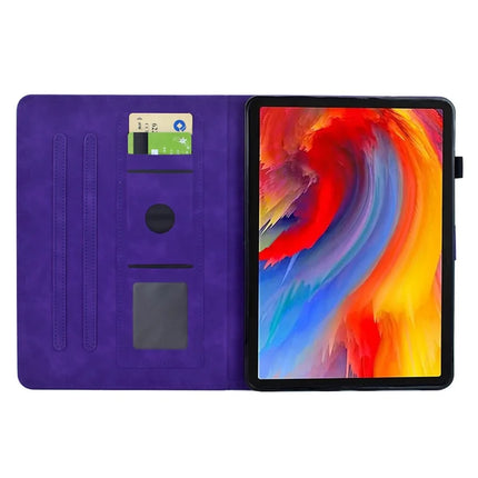 For Lenovo Tab M10 Plus (3rd Gen) Case Flower Bird Imprinted Card Holder Leather Tablet Cover