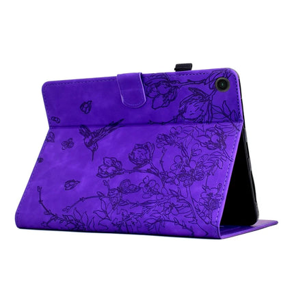 For Lenovo Tab M10 Plus (3rd Gen) Case Flower Bird Imprinted Card Holder Leather Tablet Cover