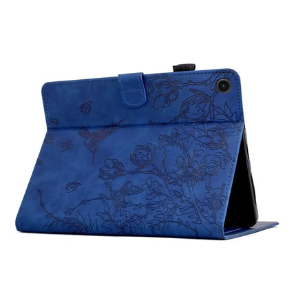For Lenovo Tab M10 Plus (3rd Gen) Case Flower Bird Imprinted Card Holder Leather Tablet Cover