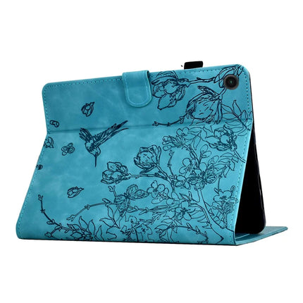 For Lenovo Tab M10 Plus (3rd Gen) Case Flower Bird Imprinted Card Holder Leather Tablet Cover