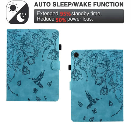 For Lenovo Tab M10 Plus (3rd Gen) Case Flower Bird Imprinted Card Holder Leather Tablet Cover