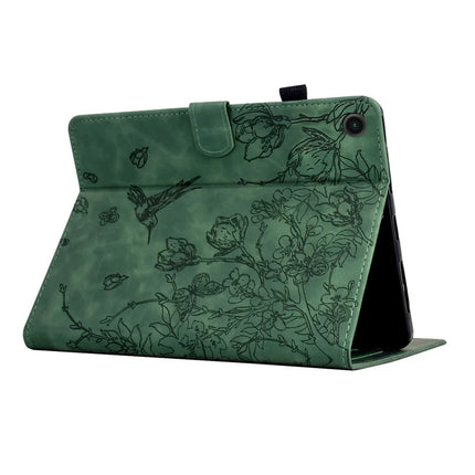 For Lenovo Tab M10 Plus (3rd Gen) Case Flower Bird Imprinted Card Holder Leather Tablet Cover