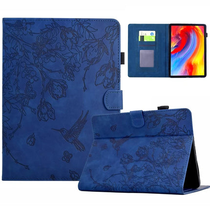 For Amazon Kindle Paperwhite (2021) 6.8 inch Case Flower Bird Imprinted Card Holder Leather Cover - Dark Blue