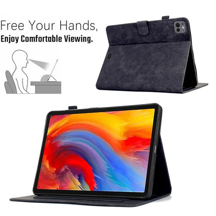 For iPad Pro 11 (2024) Case Flower Bird Imprinted Card Holder Leather Tablet Cover
