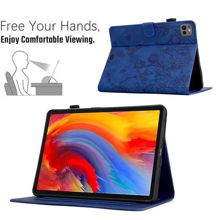 For iPad Pro 11 (2024) Case Flower Bird Imprinted Card Holder Leather Tablet Cover