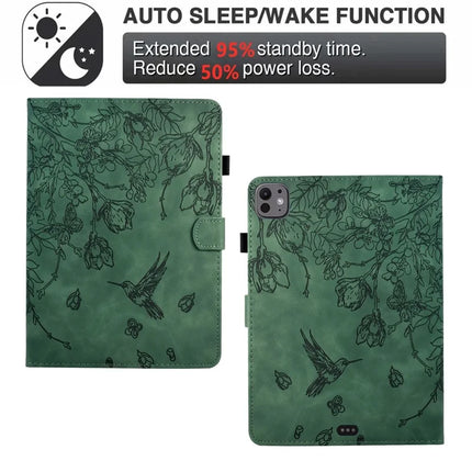 For iPad Pro 11 (2024) Case Flower Bird Imprinted Card Holder Leather Tablet Cover