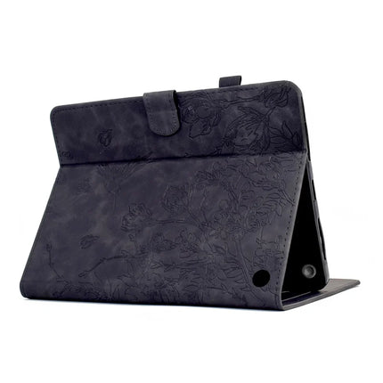 For Amazon Fire 7 (2022) Case Flower Bird Imprinted Card Holder Leather Tablet Cover