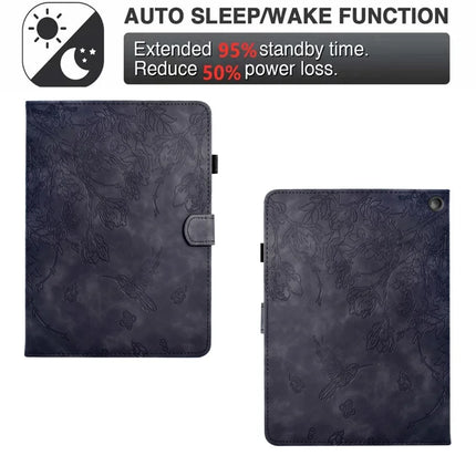 For Amazon Fire 7 (2022) Case Flower Bird Imprinted Card Holder Leather Tablet Cover