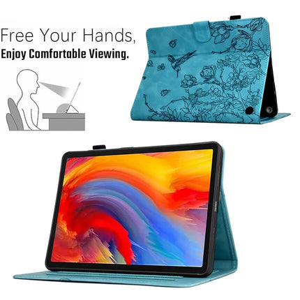 For Amazon Fire 7 (2022) Case Flower Bird Imprinted Card Holder Leather Tablet Cover
