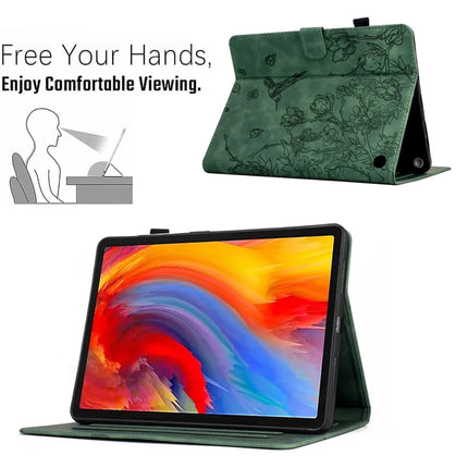 For Amazon Fire 7 (2022) Case Flower Bird Imprinted Card Holder Leather Tablet Cover
