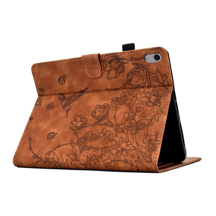 For iPad 10.9 (2022) Case Flower Bird Imprinted Card Holder Leather Tablet Cover