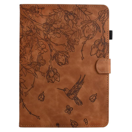 For iPad 10.9 (2022) Case Flower Bird Imprinted Card Holder Leather Tablet Cover