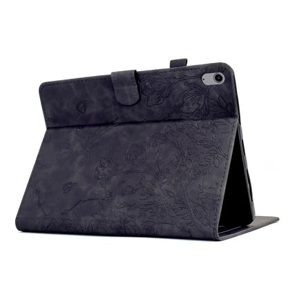 For iPad 10.9 (2022) Case Flower Bird Imprinted Card Holder Leather Tablet Cover