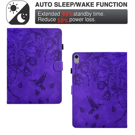 For iPad 10.9 (2022) Case Flower Bird Imprinted Card Holder Leather Tablet Cover