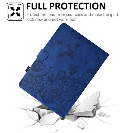For iPad 10.9 (2022) Case Flower Bird Imprinted Card Holder Leather Tablet Cover