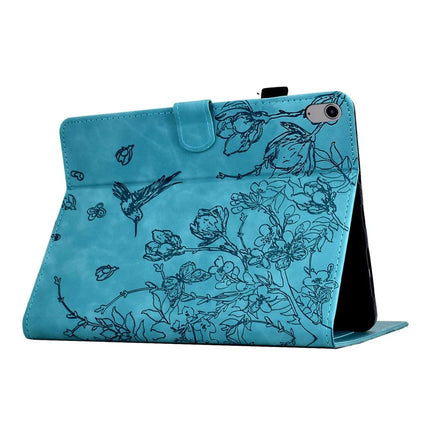For iPad 10.9 (2022) Case Flower Bird Imprinted Card Holder Leather Tablet Cover