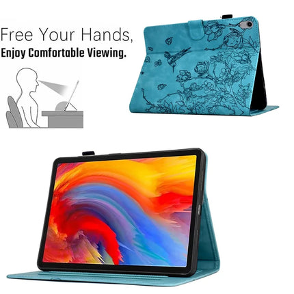 For iPad 10.9 (2022) Case Flower Bird Imprinted Card Holder Leather Tablet Cover