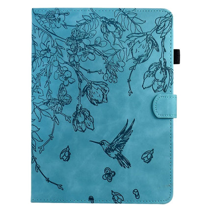 For iPad 10.9 (2022) Case Flower Bird Imprinted Card Holder Leather Tablet Cover