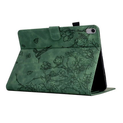 For iPad 10.9 (2022) Case Flower Bird Imprinted Card Holder Leather Tablet Cover
