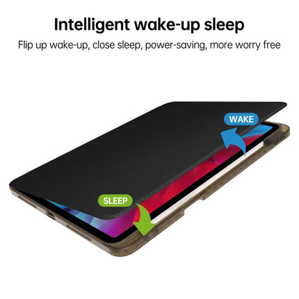 For iPad Pro 11 (2024) Case PU Leather+Acrylic+TPU Rotating Clear Tablet Cover Auto Wake  /  Sleep