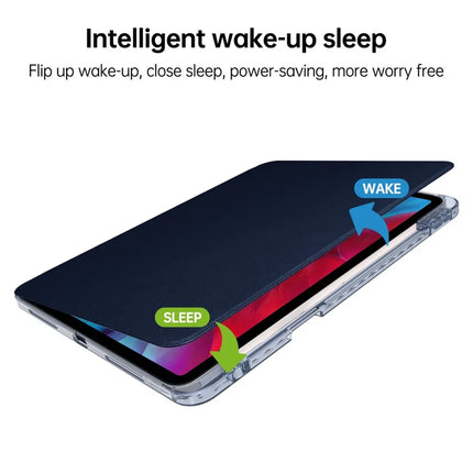For iPad Pro 11 (2024) Case PU Leather+Acrylic+TPU Rotating Clear Tablet Cover Auto Wake  /  Sleep