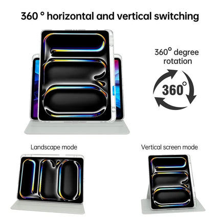 For iPad Pro 11 (2024) Case PU Leather+Acrylic+TPU Rotating Clear Tablet Cover Auto Wake  /  Sleep