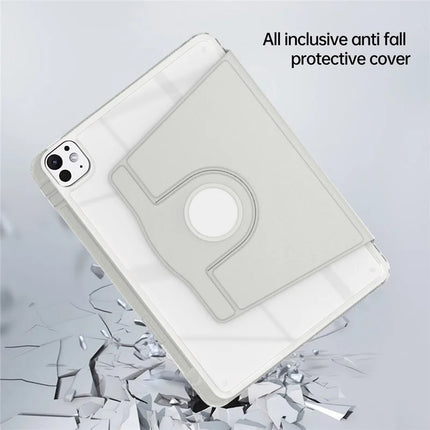 For iPad Pro 11 (2024) Case PU Leather+Acrylic+TPU Rotating Clear Tablet Cover Auto Wake  /  Sleep