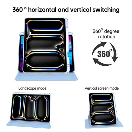 For iPad Pro 11 (2024) Case PU Leather+Acrylic+TPU Rotating Clear Tablet Cover Auto Wake  /  Sleep
