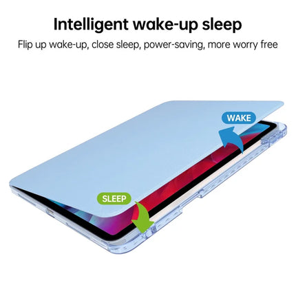 For iPad Pro 11 (2024) Case PU Leather+Acrylic+TPU Rotating Clear Tablet Cover Auto Wake  /  Sleep