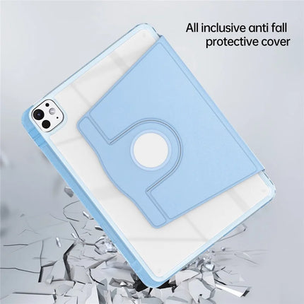 For iPad Pro 11 (2024) Case PU Leather+Acrylic+TPU Rotating Clear Tablet Cover Auto Wake  /  Sleep